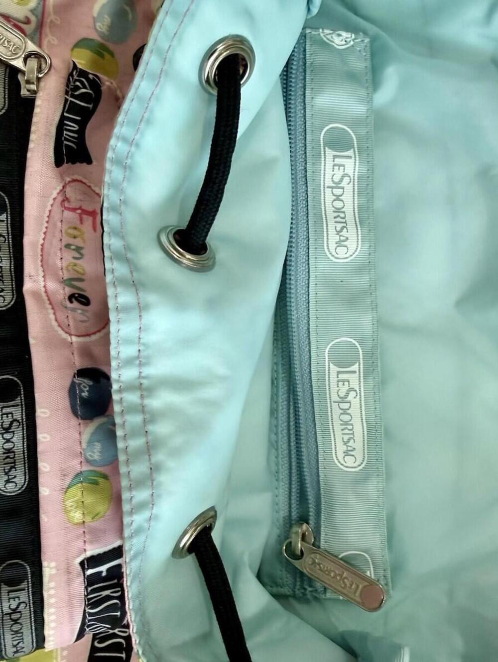 LeSportsac Mini Backpack Pink Love Print Drawstring Multicolor Bag Sweet Talk - Picture 12 of 13
